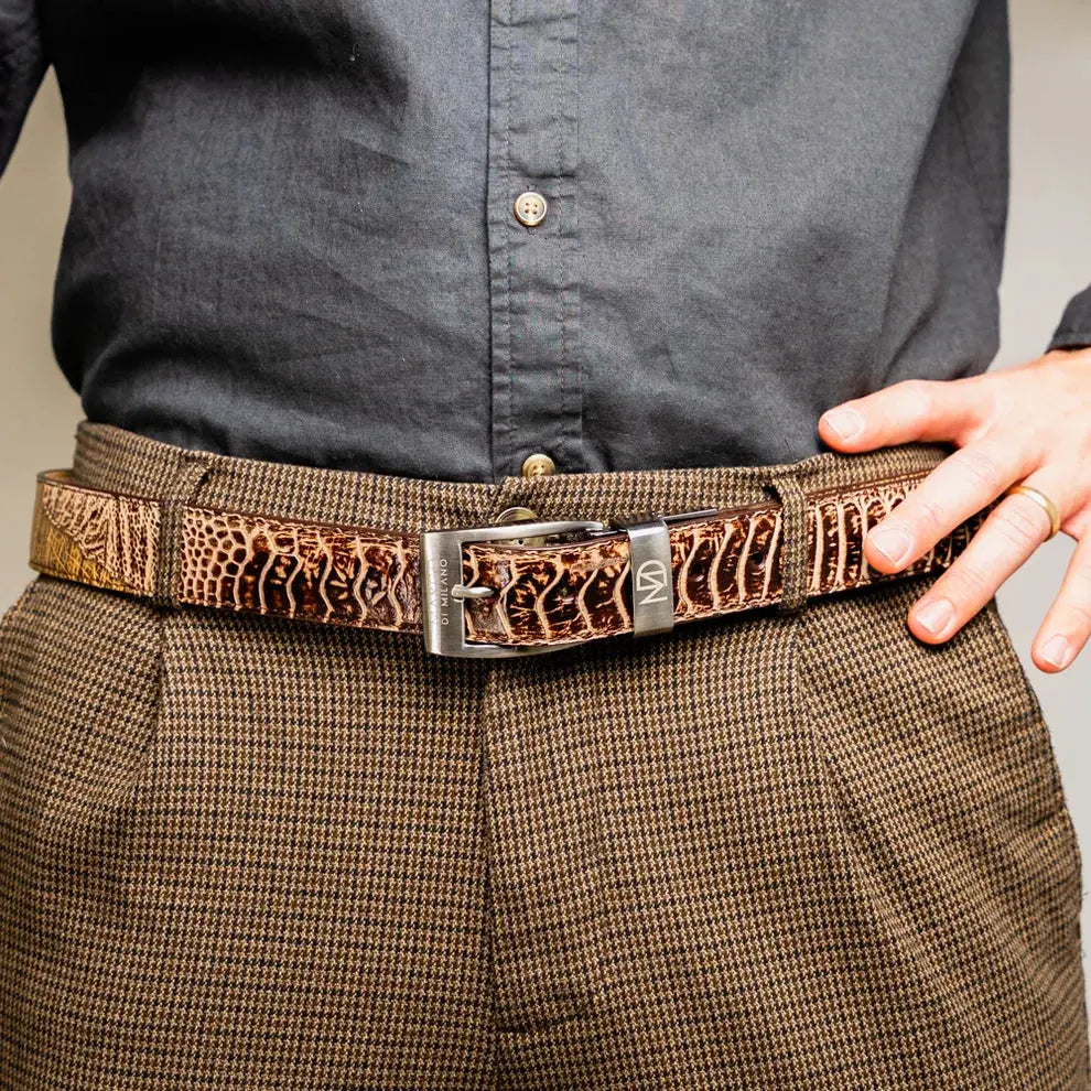Marco Di Milano Alessio Orix Genuine Ostrich/Ostrich Leg Belt