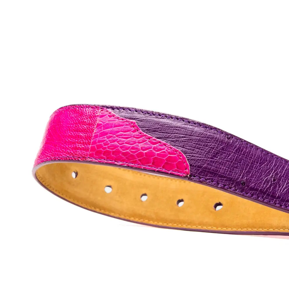 Marco Di Milano Alessio Pink/Purple Genuine Ostrich/Ostrich Leg Belt