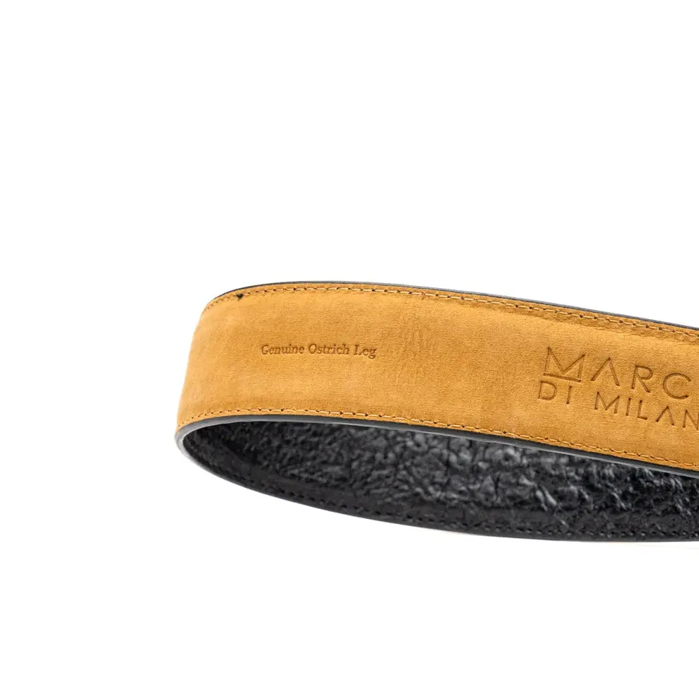 Marco Di Milano Alessio White/Black Genuine Ostrich/Ostrich Leg Belt