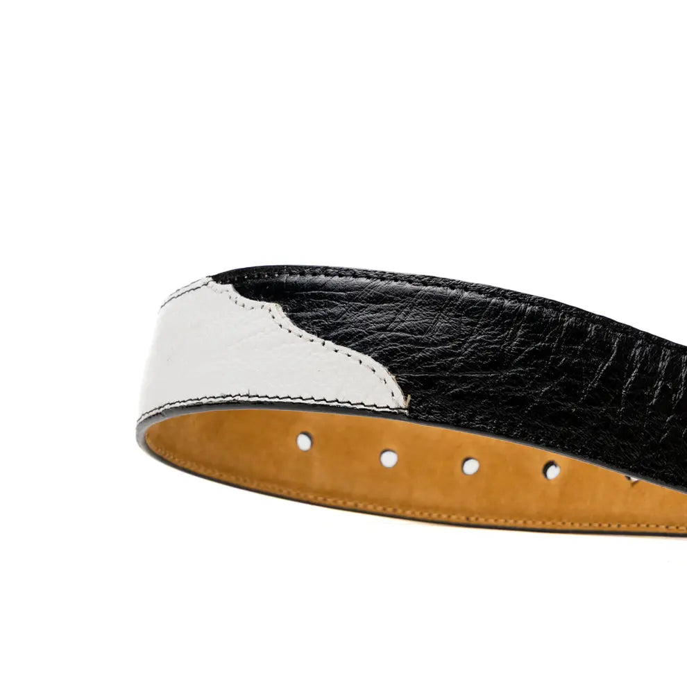 Marco Di Milano Alessio White/Black Genuine Ostrich/Ostrich Leg Belt