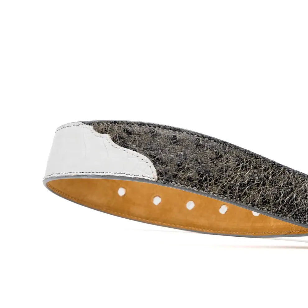 Marco Di Milano Alessio White/Gray Genuine Ostrich/Ostrich Leg Belt