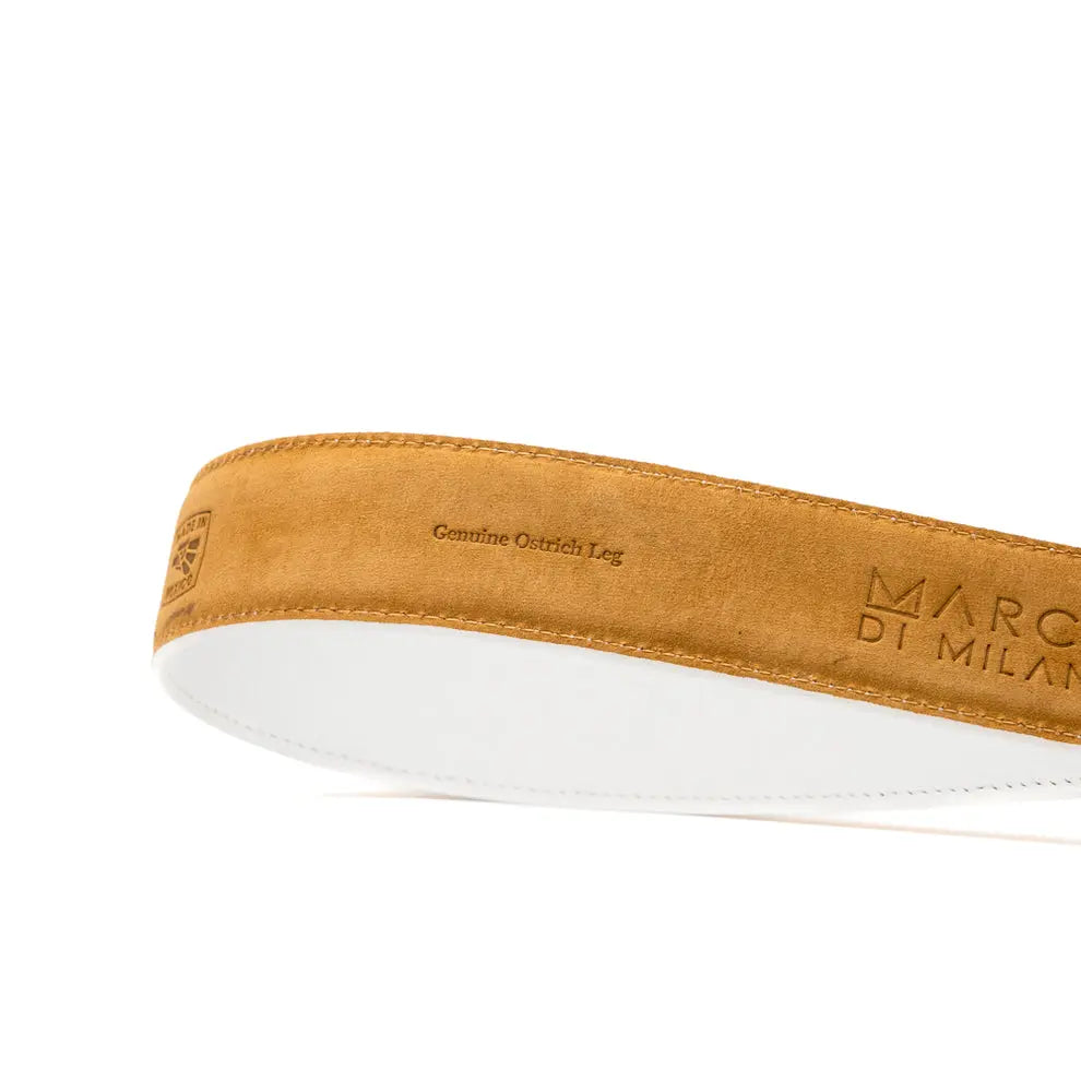 Marco Di Milano Alessio White Genuine Ostrich/Ostrich Leg Belt