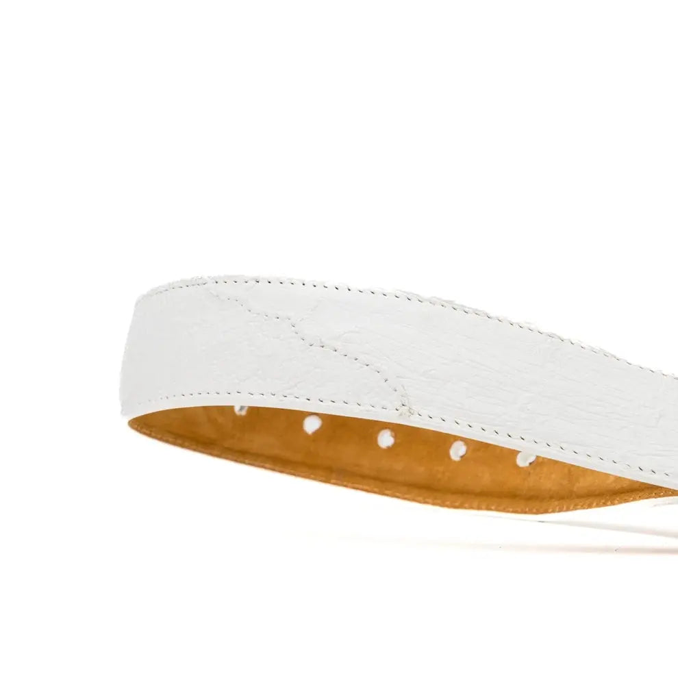 Marco Di Milano Alessio White Genuine Ostrich/Ostrich Leg Belt