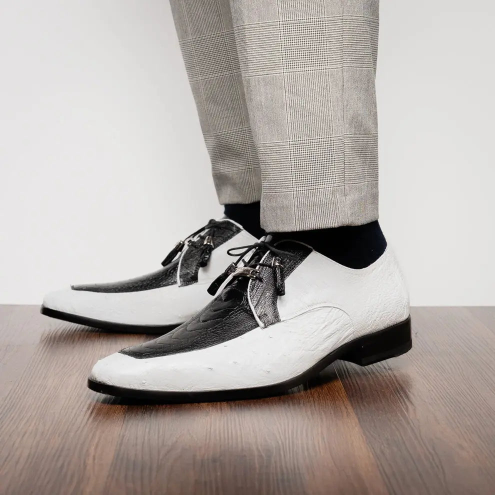 Marco Di Milano Andretti Black/White Genuine Ostrich Leg Oxfords