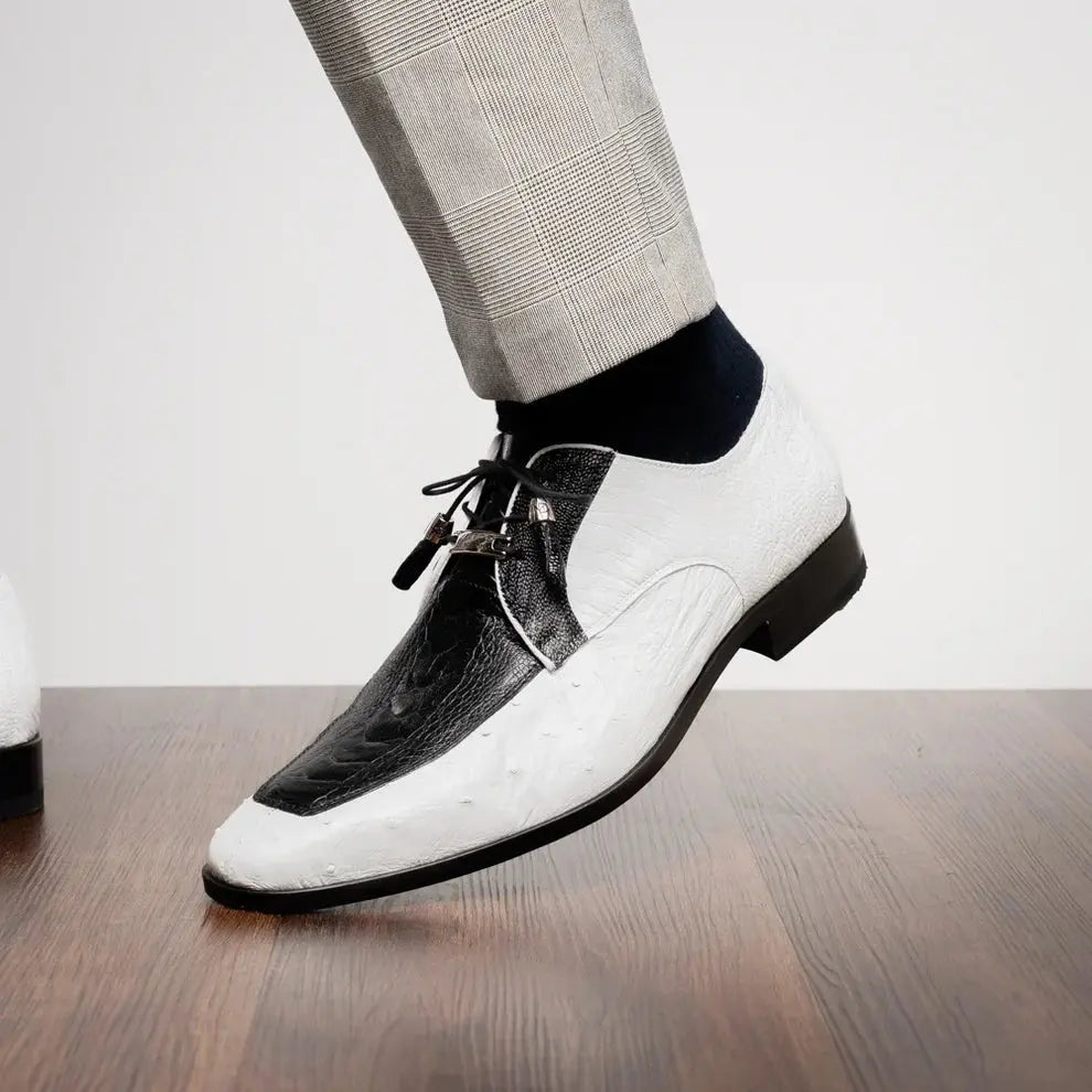 Marco Di Milano Andretti Black/White Genuine Ostrich Leg Oxfords