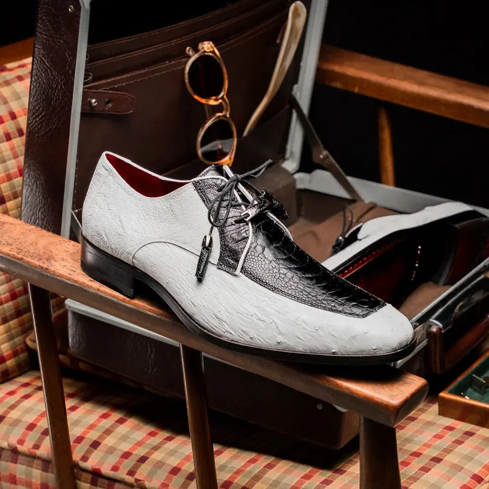 Marco Di Milano Andretti Black/White Genuine Ostrich Leg Oxfords