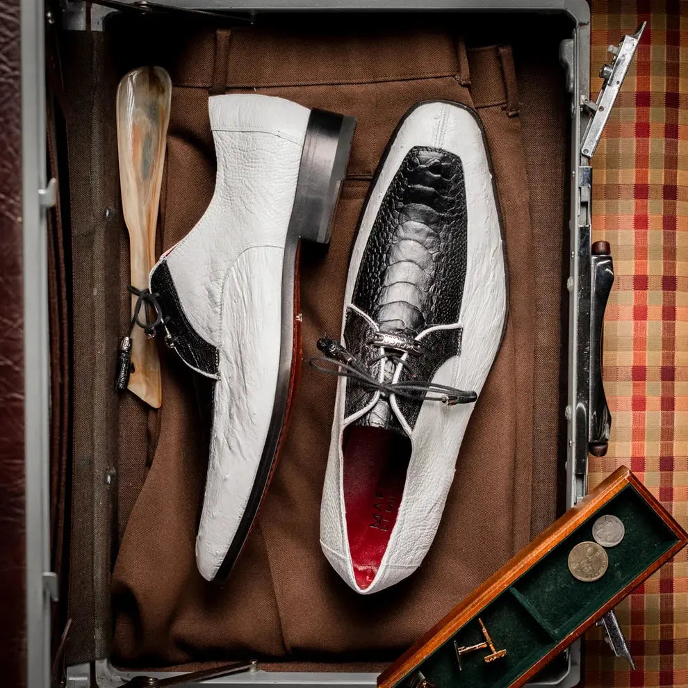 Marco Di Milano Andretti Black/White Genuine Ostrich Leg Oxfords