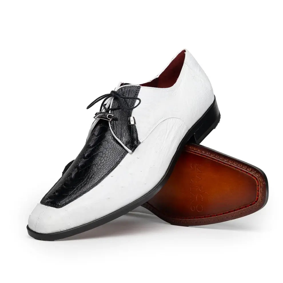 Marco Di Milano Andretti Black/White Genuine Ostrich Leg Oxfords