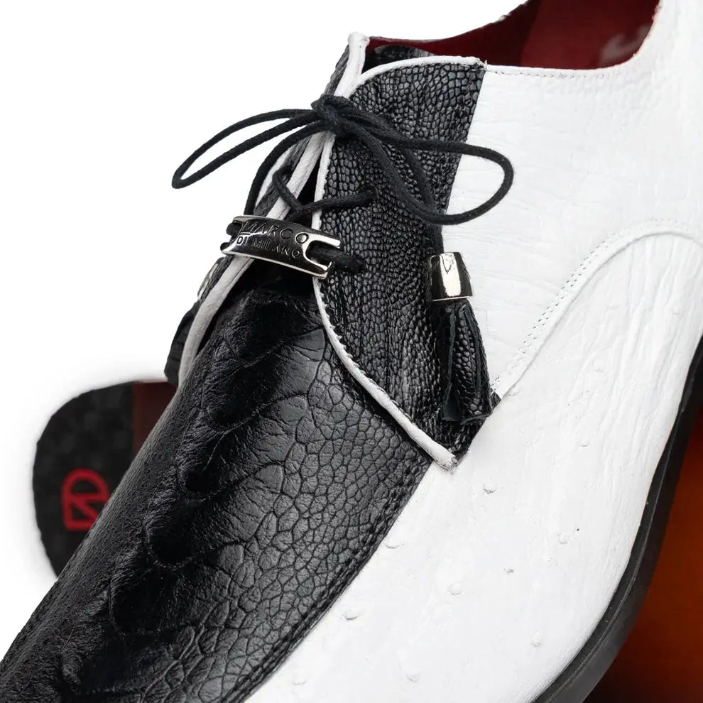 Marco Di Milano Andretti Black/White Genuine Ostrich Leg Oxfords