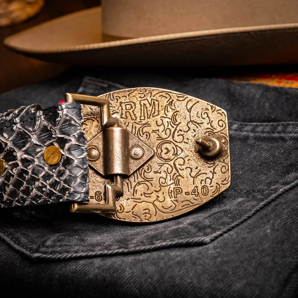 Marco Di Milano Arkansas Antique Newspaper Genuine Python Belt