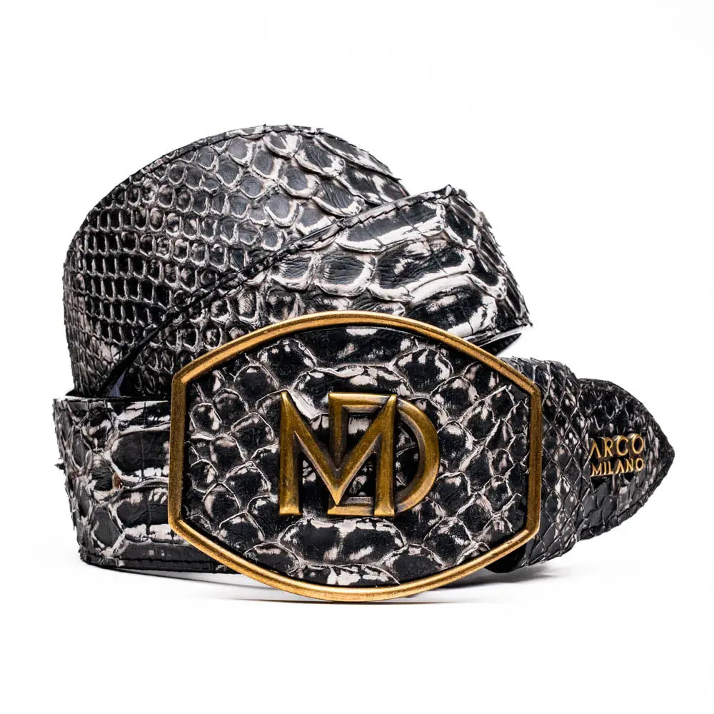 Marco Di Milano Arkansas Antique Newspaper Genuine Python Belt