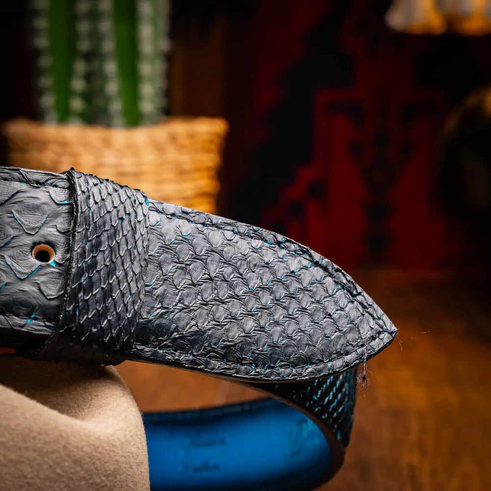 Marco Di Milano Arkansas Black/Blue Genuine Python Belt