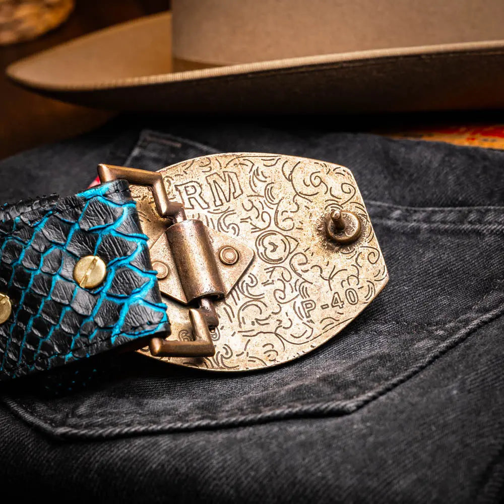 Marco Di Milano Arkansas Black/Blue Genuine Python Belt