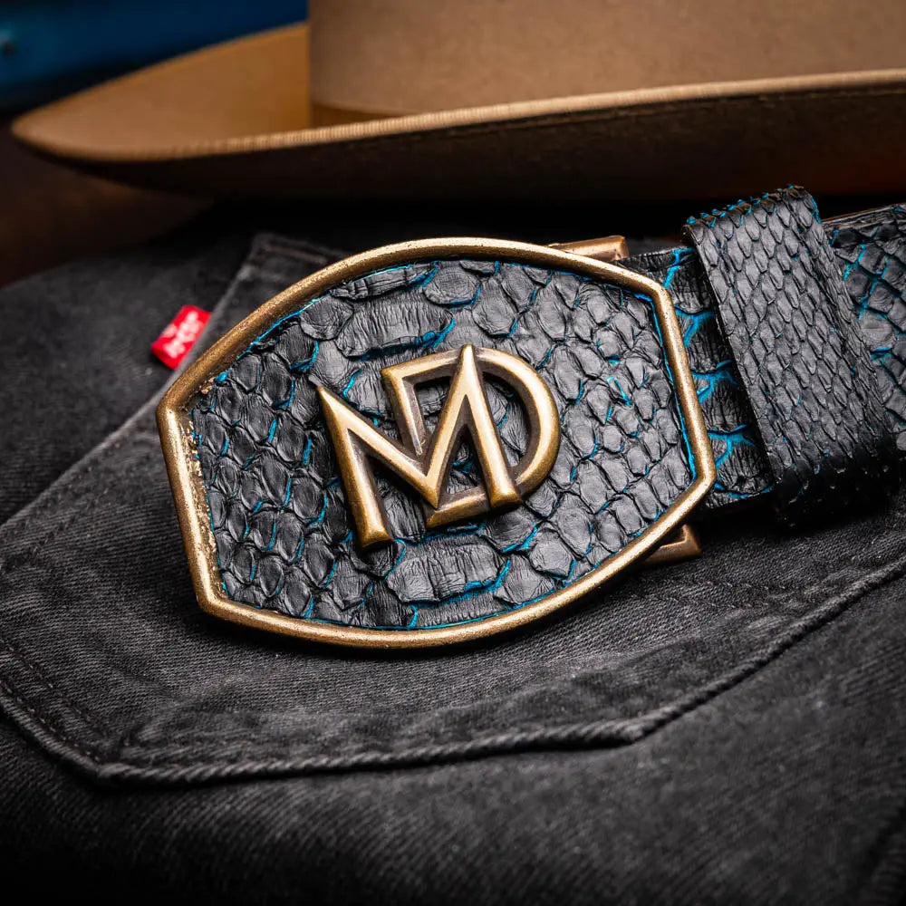 Marco Di Milano Arkansas Black/Blue Genuine Python Belt
