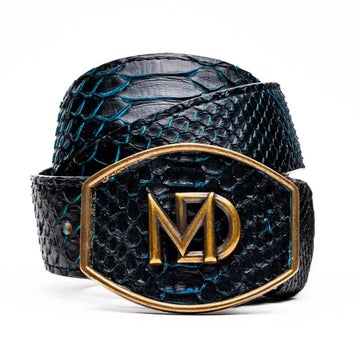 Marco Di Milano Arkansas Black/Blue Genuine Python Belt