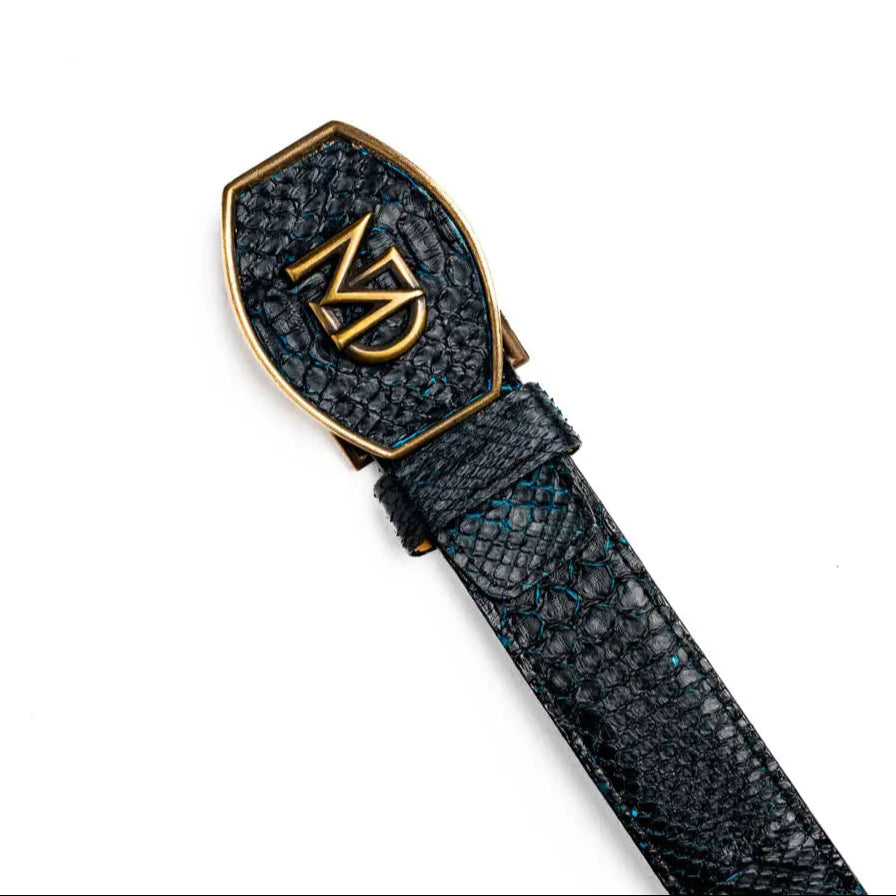 Marco Di Milano Arkansas Black/Blue Genuine Python Belt