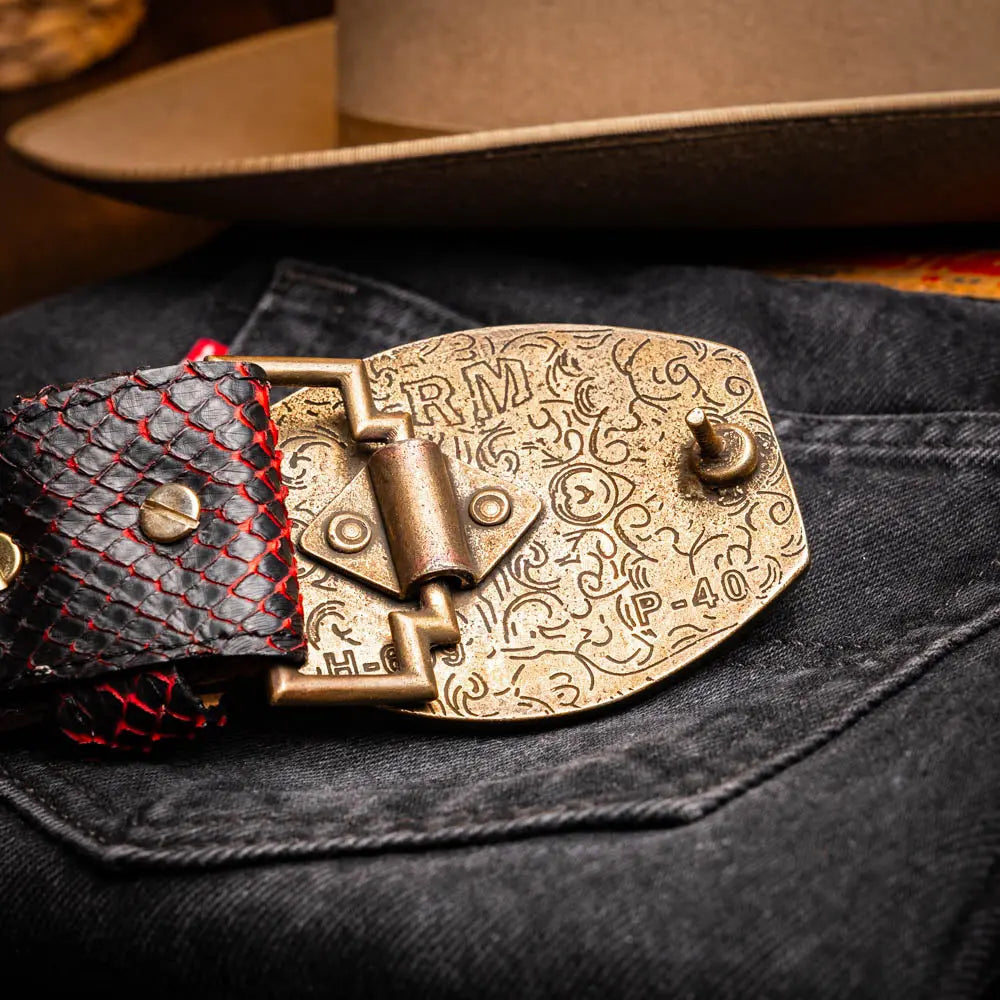 Marco Di Milano Arkansas Black Cherry Genuine Python Belt