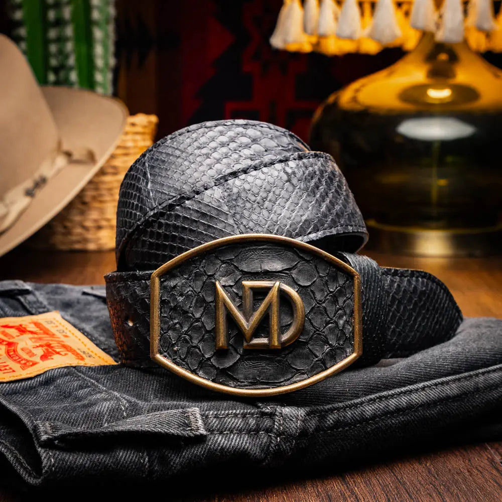 Marco Di Milano Arkansas Black Genuine Python Belt