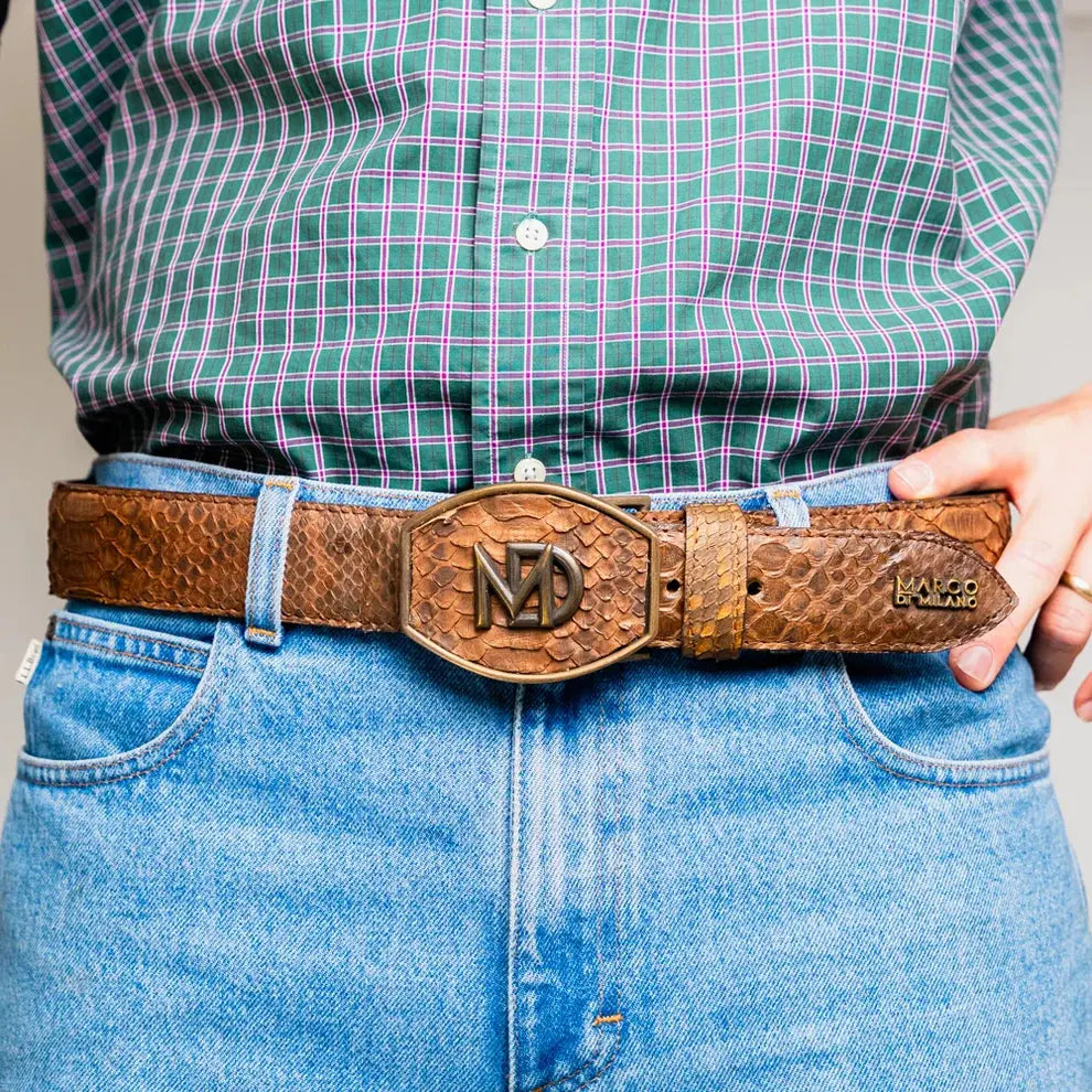Marco Di Milano Arkansas Cognac Genuine Python Belt