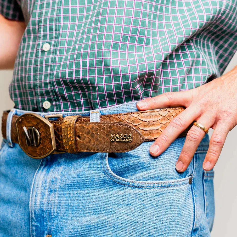 Marco Di Milano Arkansas Cognac Genuine Python Belt