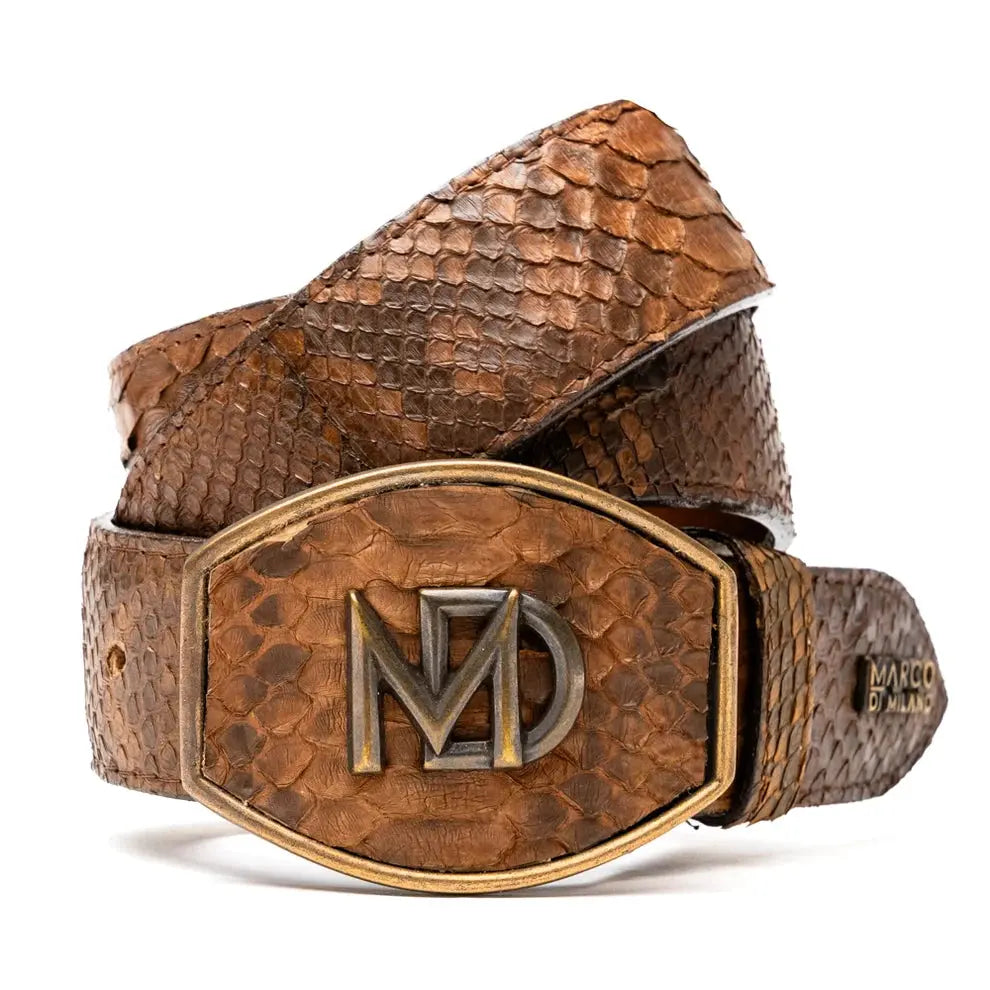 Marco Di Milano Arkansas Cognac Genuine Python Belt