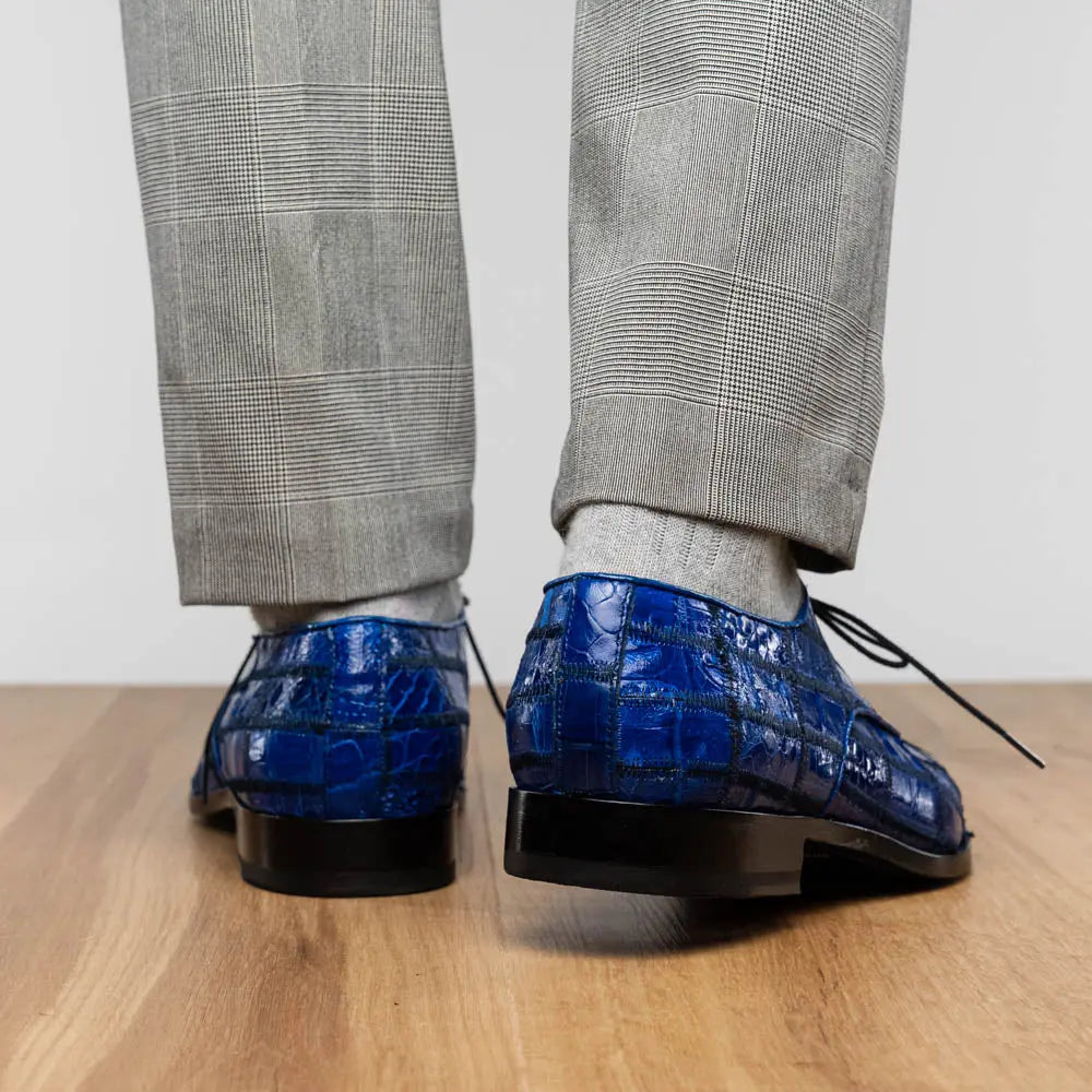 Marco Di Milano Asti Electric Blue Genuine Caiman Crocodile Oxfords