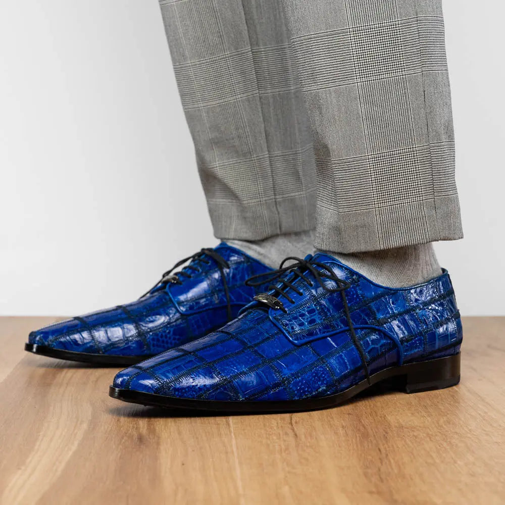 Marco Di Milano Asti Electric Blue Genuine Caiman Crocodile Oxfords