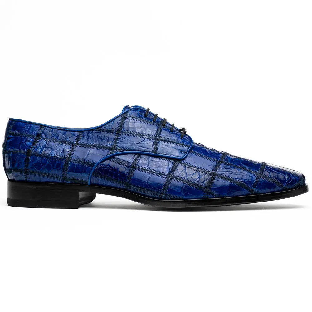 Marco Di Milano Asti Electric Blue Genuine Caiman Crocodile Oxfords