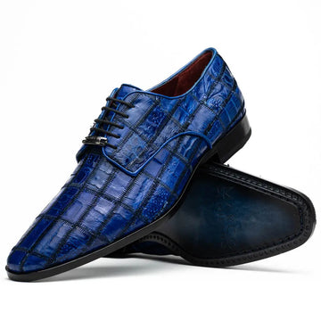 Marco Di Milano Asti Electric Blue Genuine Caiman Crocodile Oxfords