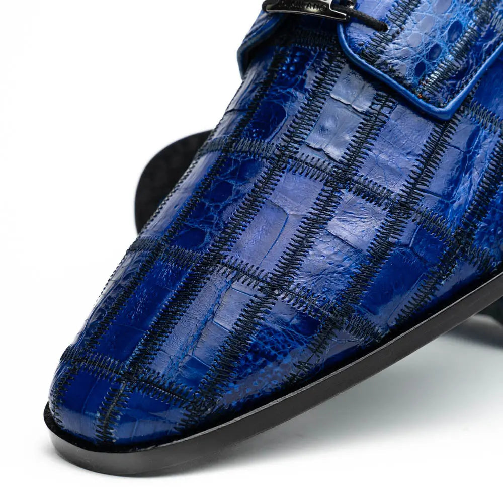 Marco Di Milano Asti Electric Blue Genuine Caiman Crocodile Oxfords
