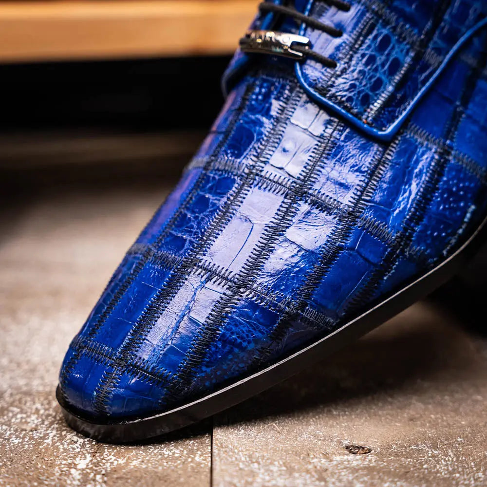 Marco Di Milano Asti Electric Blue Genuine Caiman Crocodile Oxfords