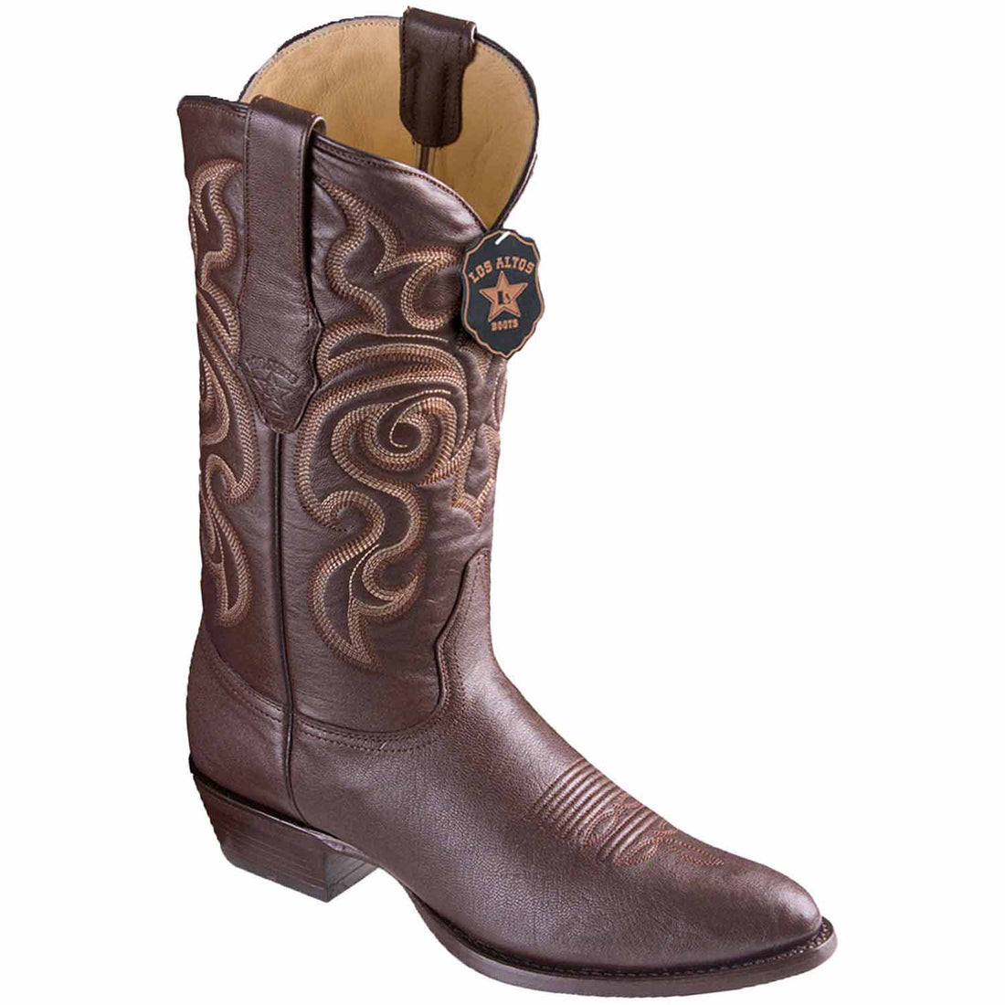 Los Altos 659207 Men's Brown Genuine Goat Round Toe Cowboy Boots