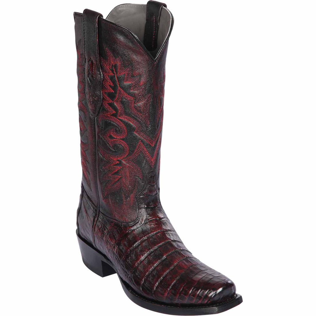 Los Altos 588218 Men's Black Cherry Genuine Caiman Belly 7X Toe Cowboy Boots