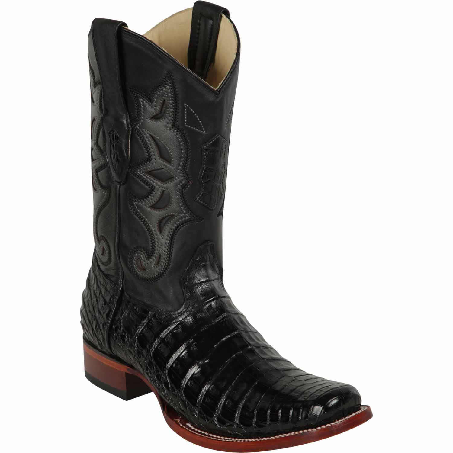 Los Altos 812T8205 Men's Black Genuine Caiman Belly Rodeo Boots