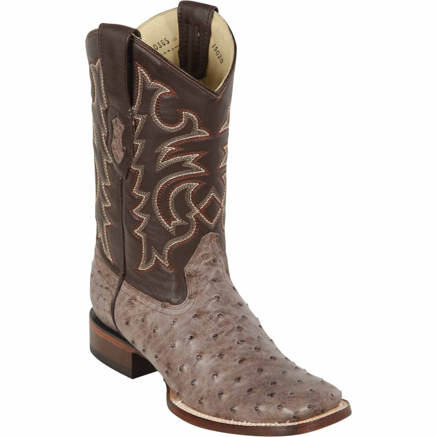 Los Altos 8220385 Men's Rustic Brown Genuine Ostrich Wide Square Toe Cowboy Boots