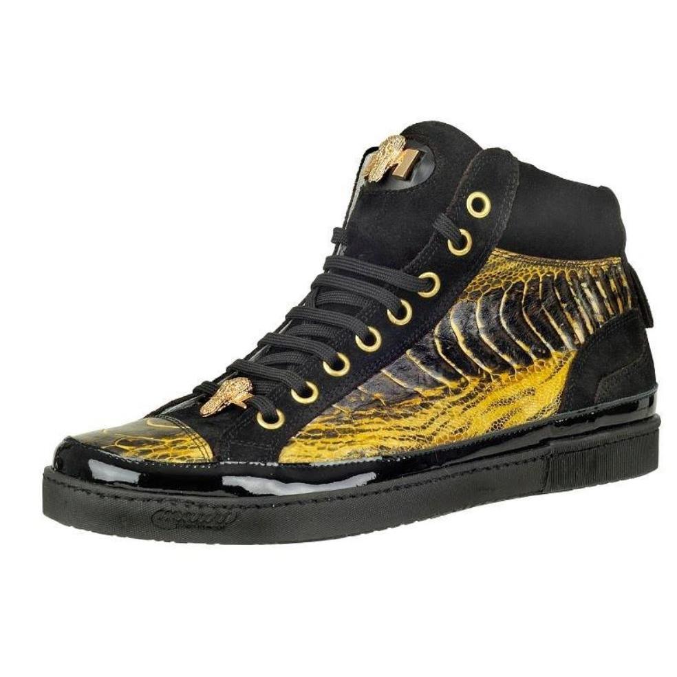 Mauri Gold/Black Ostrich Leg Bi-Color Sneakers