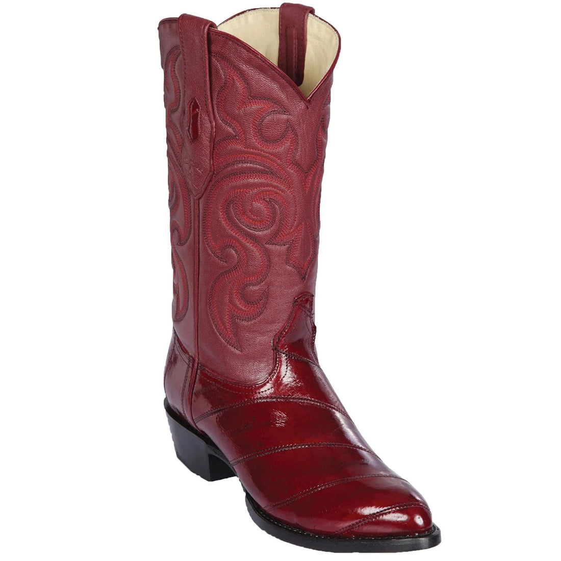 Los Altos 600806 Men's Burgundy Genuine EEL Medium Round Toe Cowboy Boots