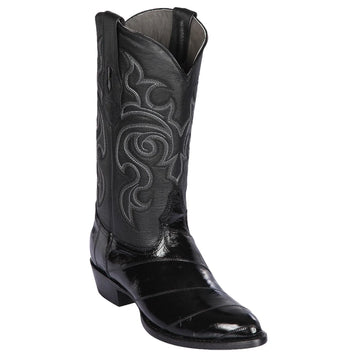 Los Altos 600805 Men's Black Genuine EEL Medium Round Toe Cowboy Boots