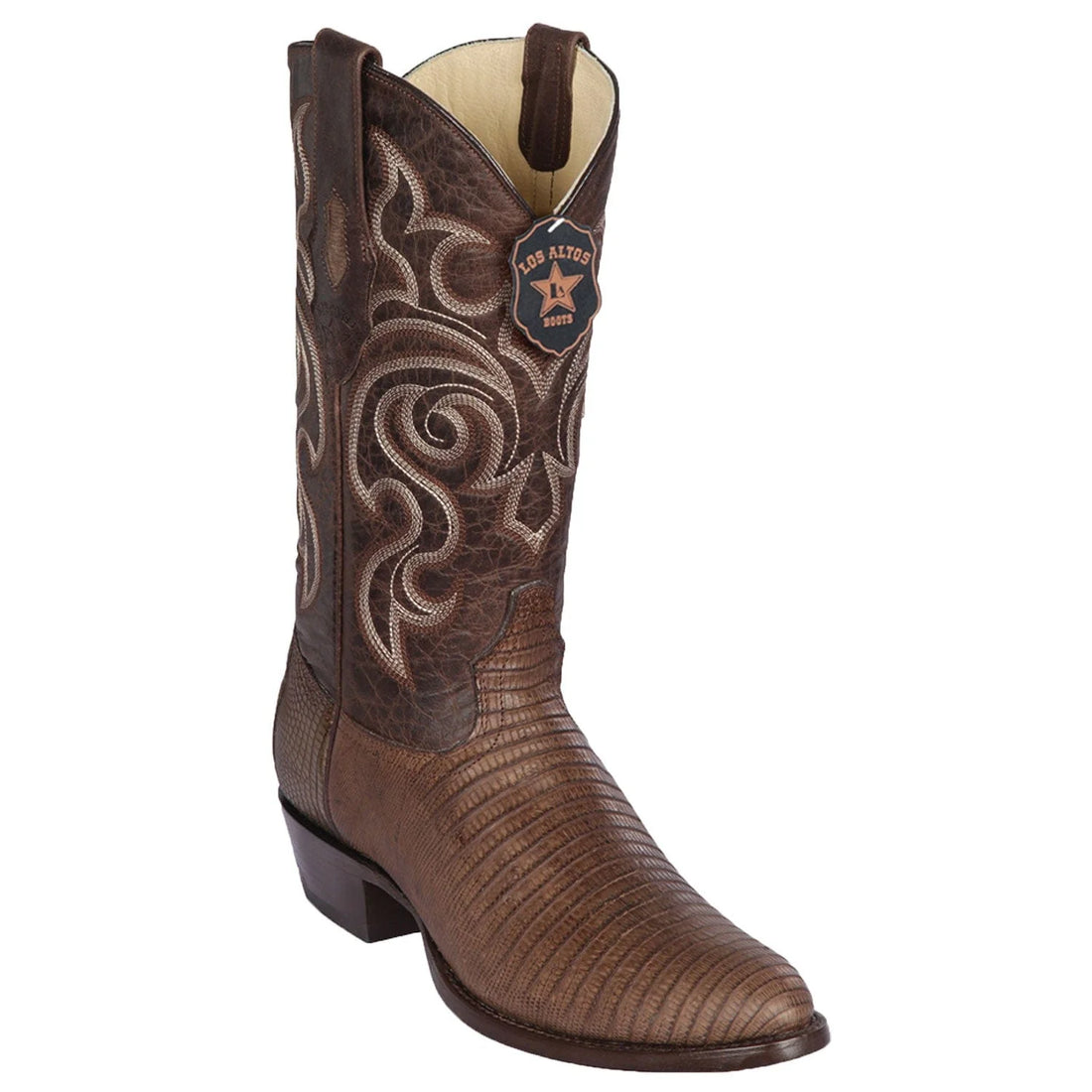 Los Altos 65G0707 Men's Brown Genuine Teju Round Toe Cowboy Boots