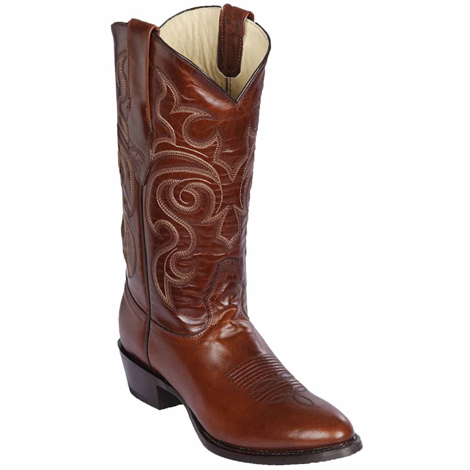 Los Altos 653807 Men's Brown Genuine Pull Up Round Toe Cowboy Boots