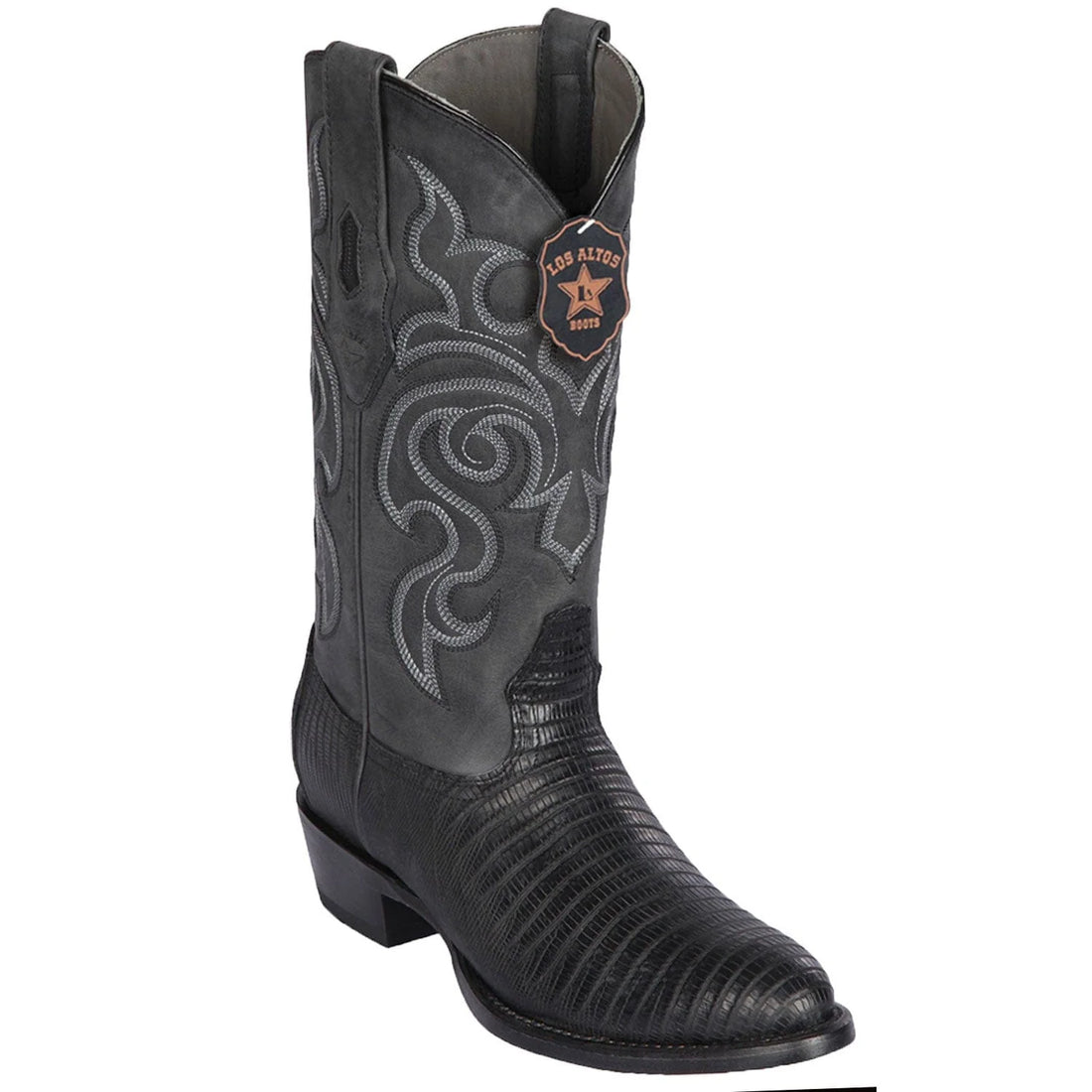 Los Altos 65G0705 Men's Black Genuine Teju Round Toe Cowboy Boots