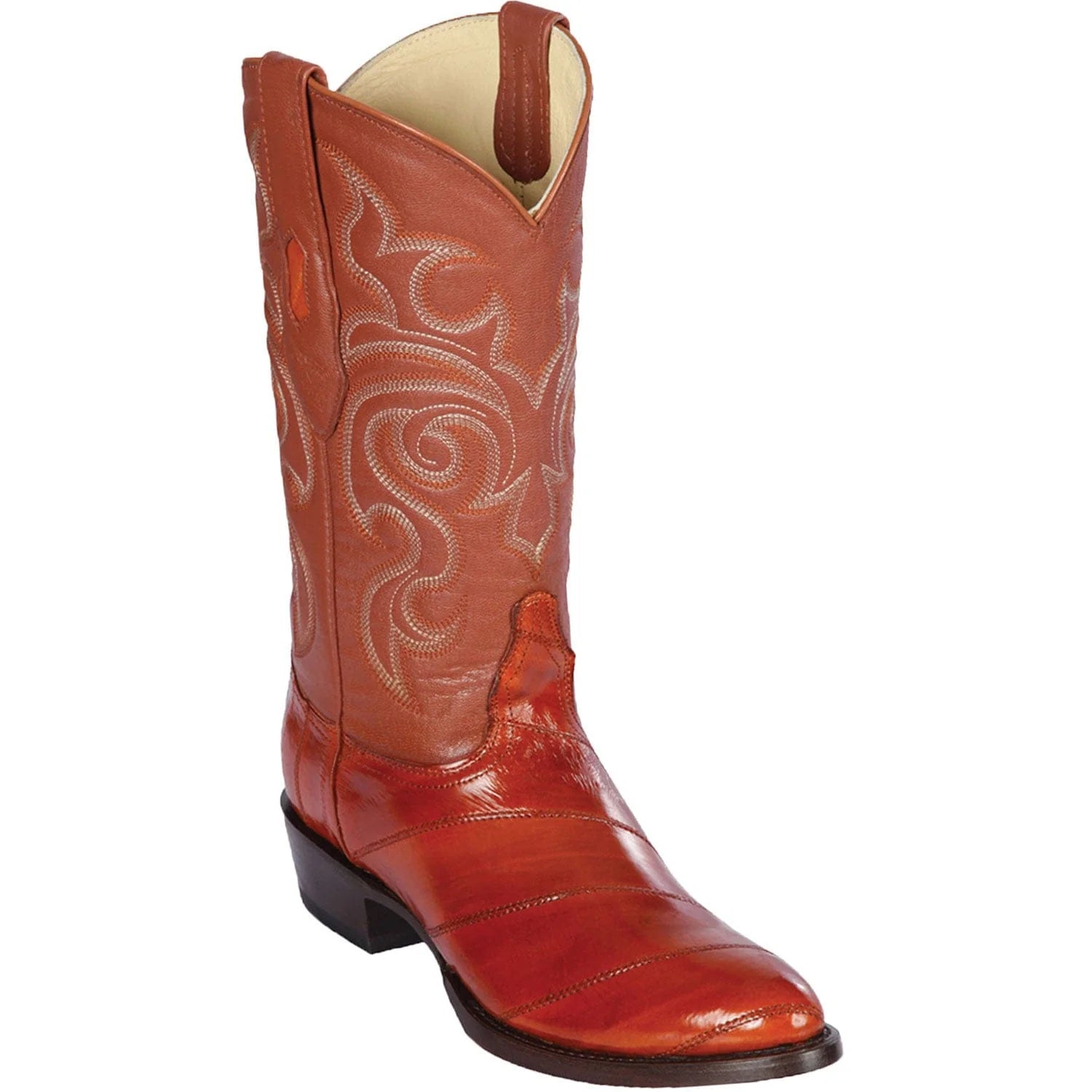 Los Altos 650803 Men's Cognac Genuine EEL Round Toe Cowboy Boots