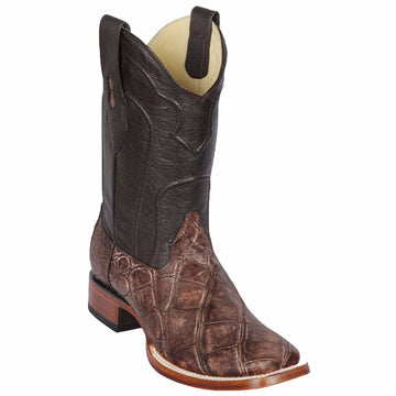 Los Altos 8225835 Men's Sanded Brown Genuine Alligator Wide Square Toe Cowboy Boots