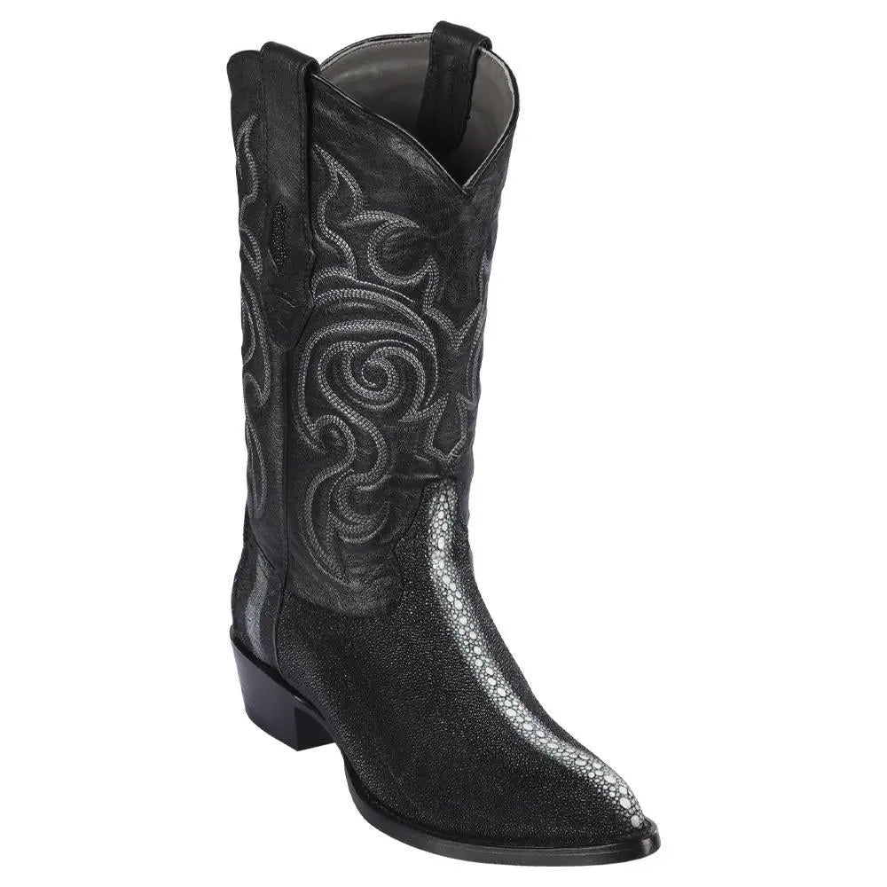 Los Altos 991105 Men's Black Genuine Rowstone Stingray J Toe Cowboy Boots