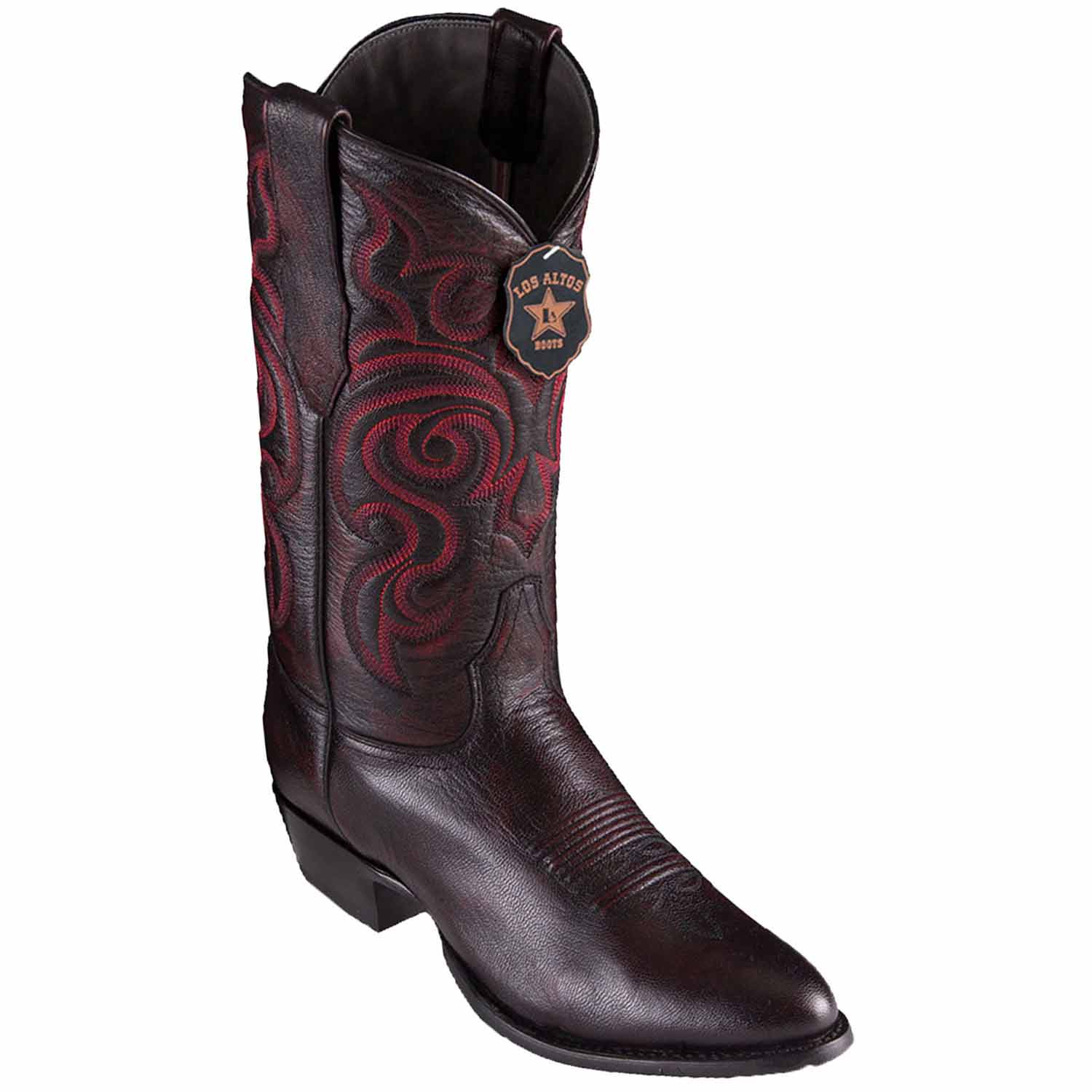 Los Altos 659218 Men's Black Cherry Genuine Goat Round Toe Cowboy Boots