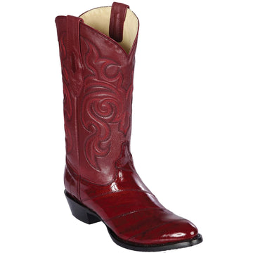 Los Altos 650806 Men's Burgundy Genuine EEL Round Toe Cowboy Boots