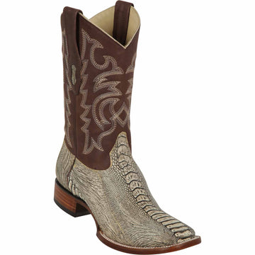 Los Altos 8220511 Men's Rustic Oryx Genuine Ostrich Leg Wide Square Toe Cowboy Boots