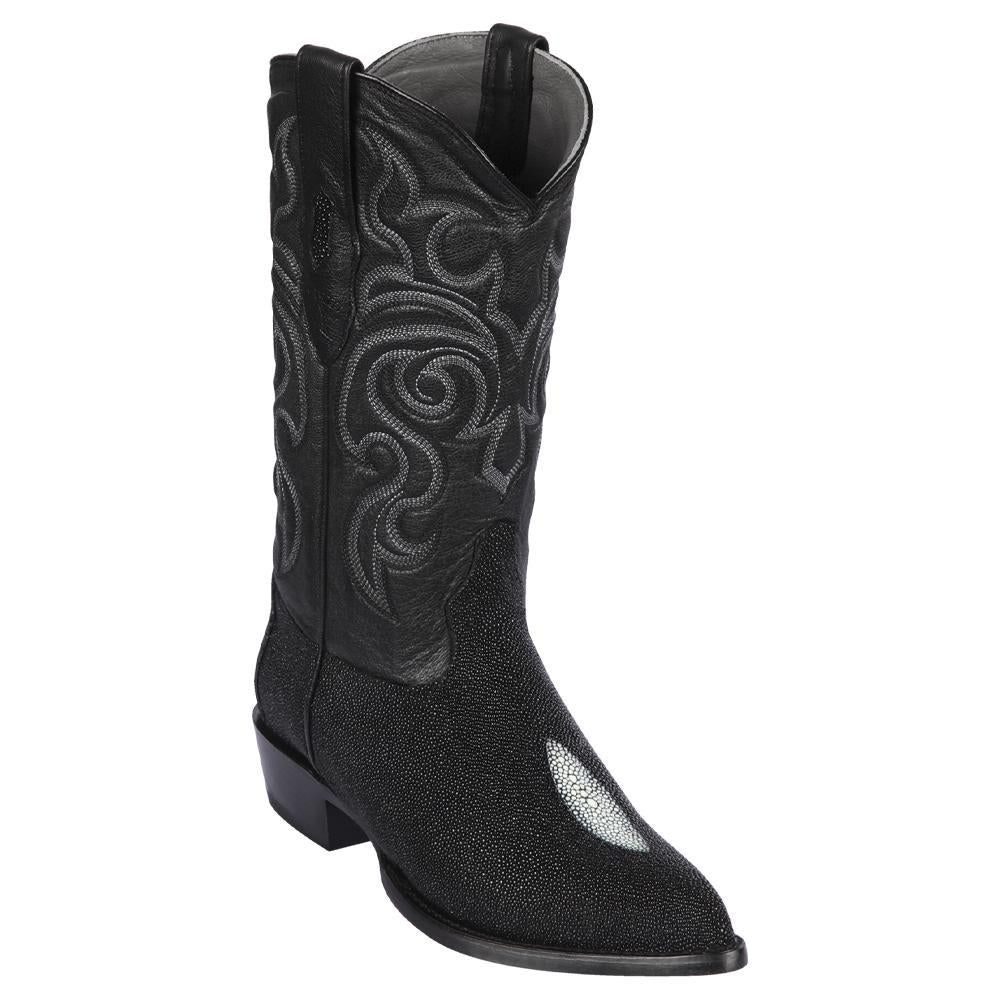 Los Altos 991205 Men's Black Genuine Single Stone J Toe Cowboy Boots