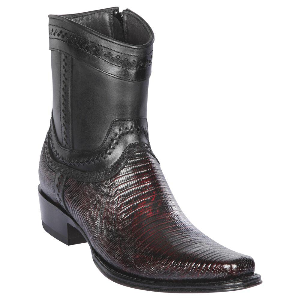 Los Altos 76B0718 Men's Black Cherry Genuine Teju European Square Toe Cowboy Boots