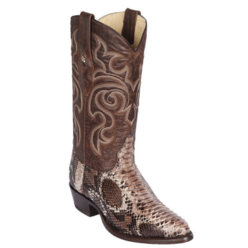 Los Altos 605785 Men's Rustic Brown Genuine Python Medium Round Toe Cowboy Boots